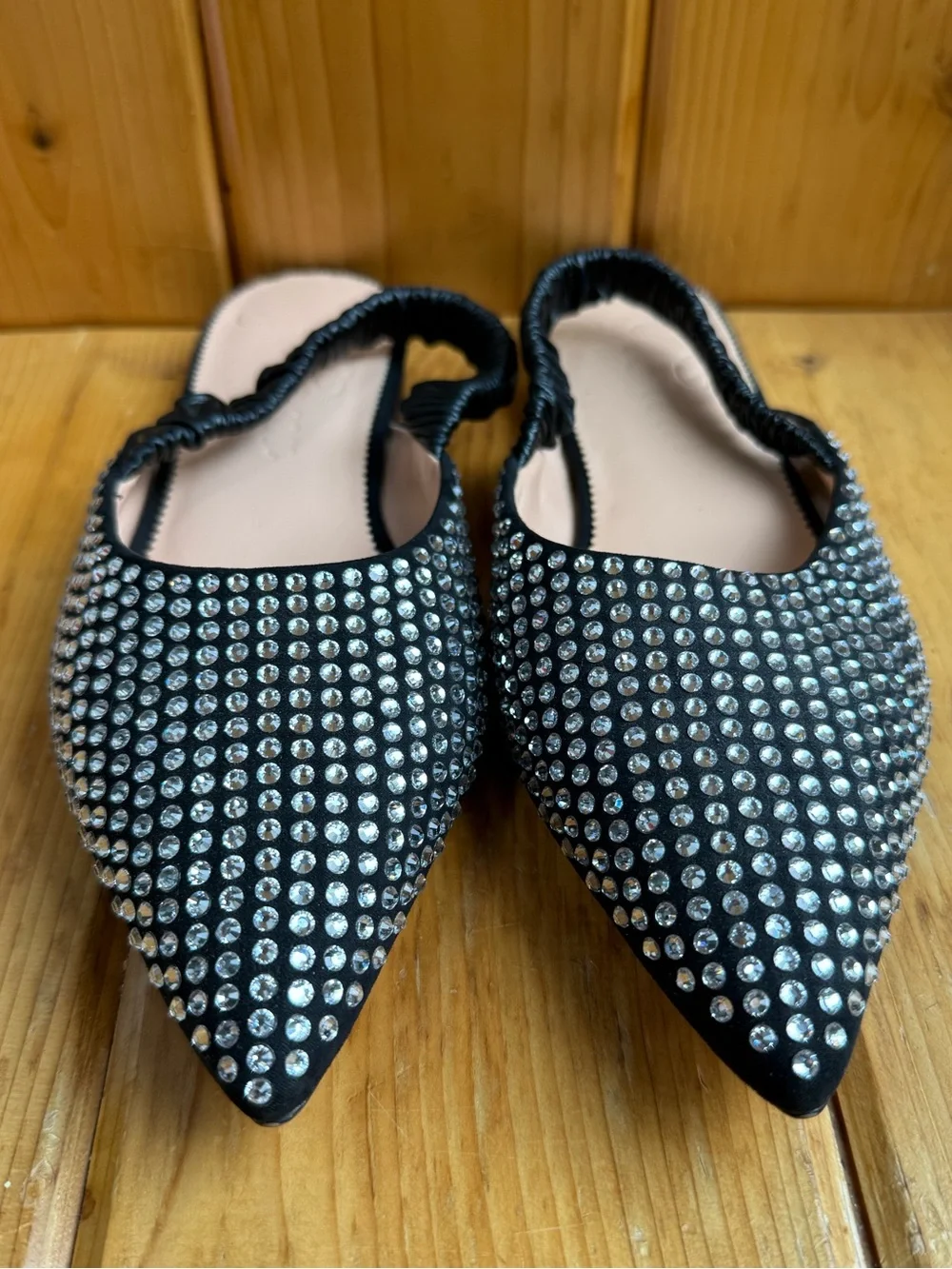 8.5 J Crew Crystal Stretchy Slingback Mules Fancy Flats Party Holiday Rhinestone